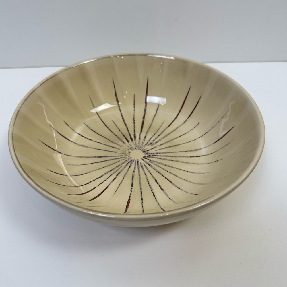 Pier 1 Imports Sanctuary Stoneware Cereal Soup Bowl Tan Brown Sunburst Bohemian